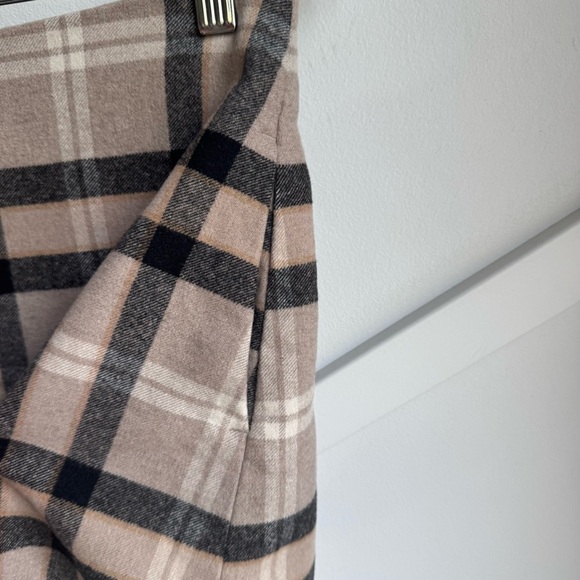 ARITZIA Wilfred Classic Wool A-line Mini Skirt Checkered in Brown Cream size S - Picture 9 of 13